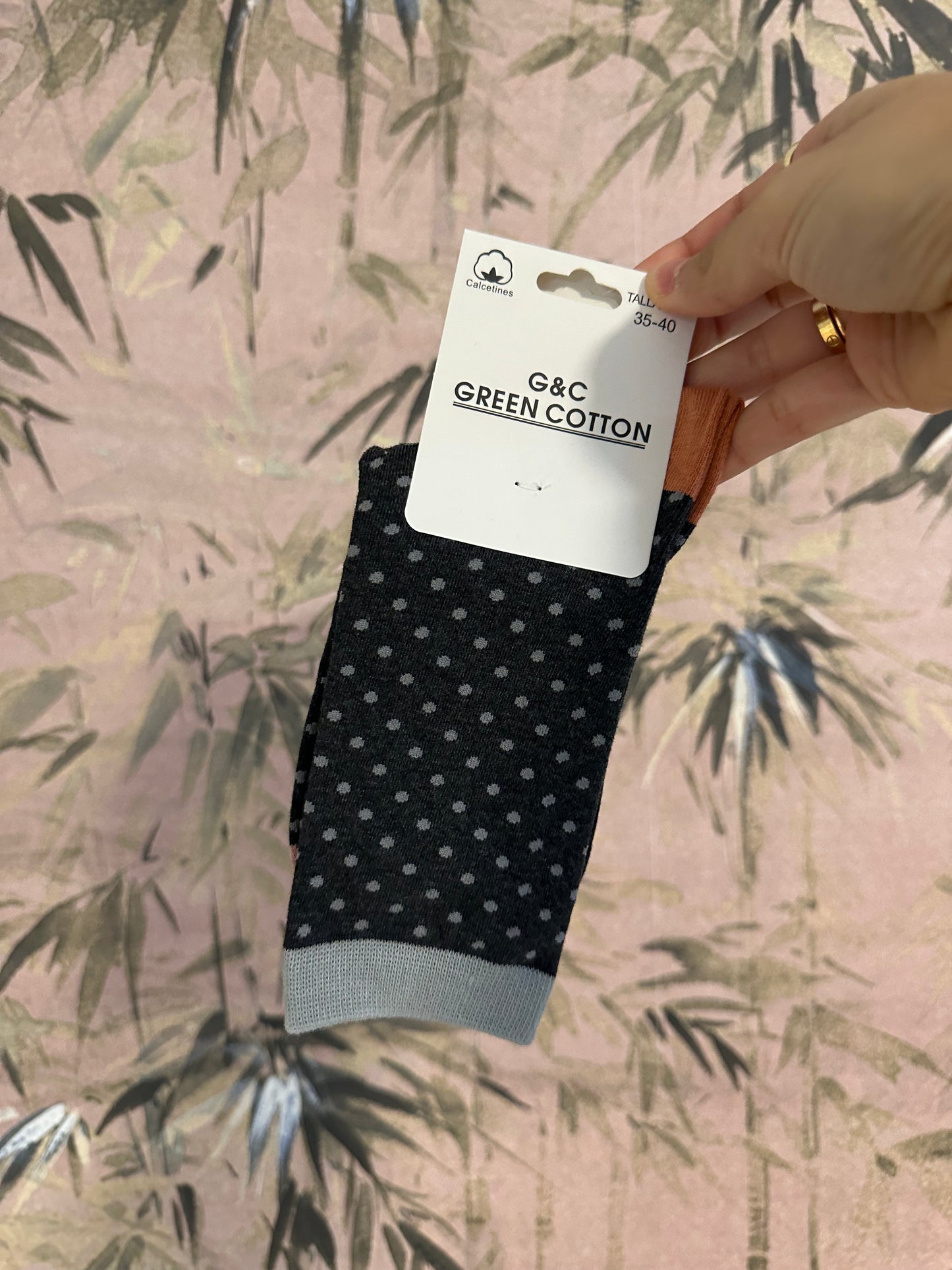 Calcetines Lunares Gris/Naranja